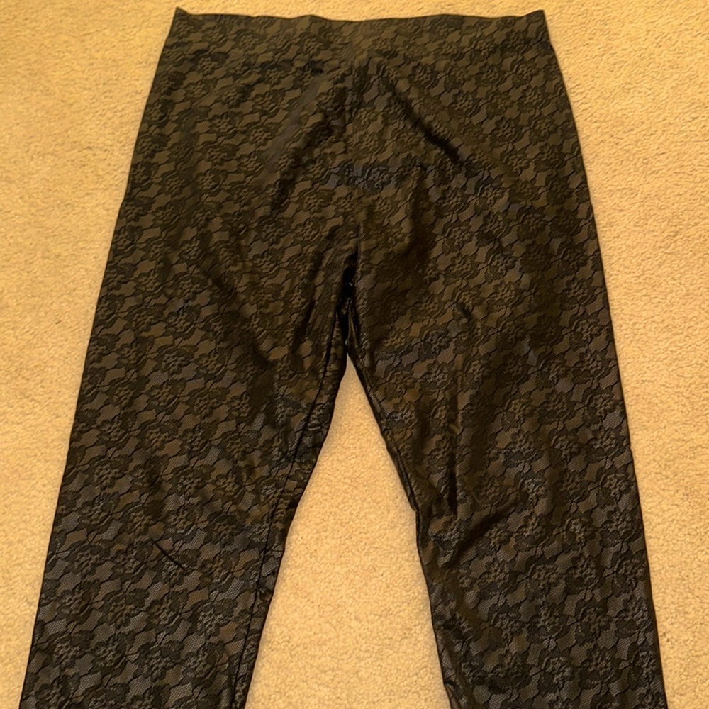 Hue black leather pants